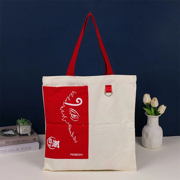 Canvas Tote Bag with External Pocket