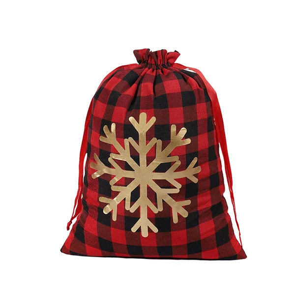 Large Cotton Christmas Drawstring Pouch