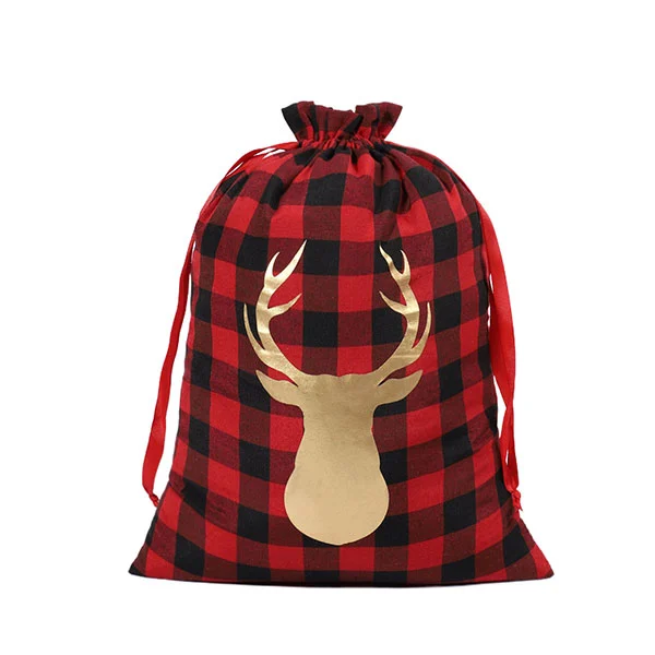 Large Cotton Christmas Drawstring Pouch