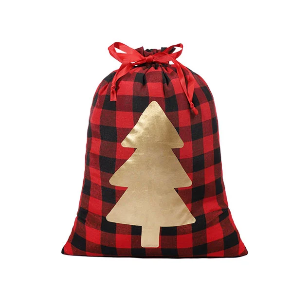 Large Cotton Christmas Drawstring Pouch